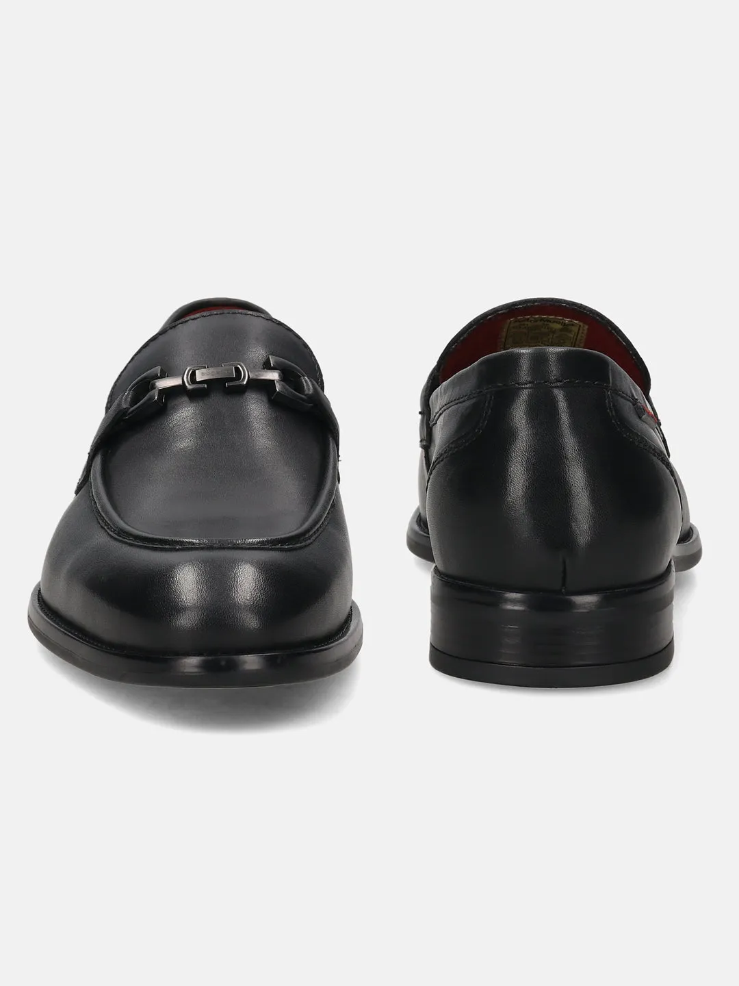 bugatti Black Bit Premium Leather Formal Slip-Ons