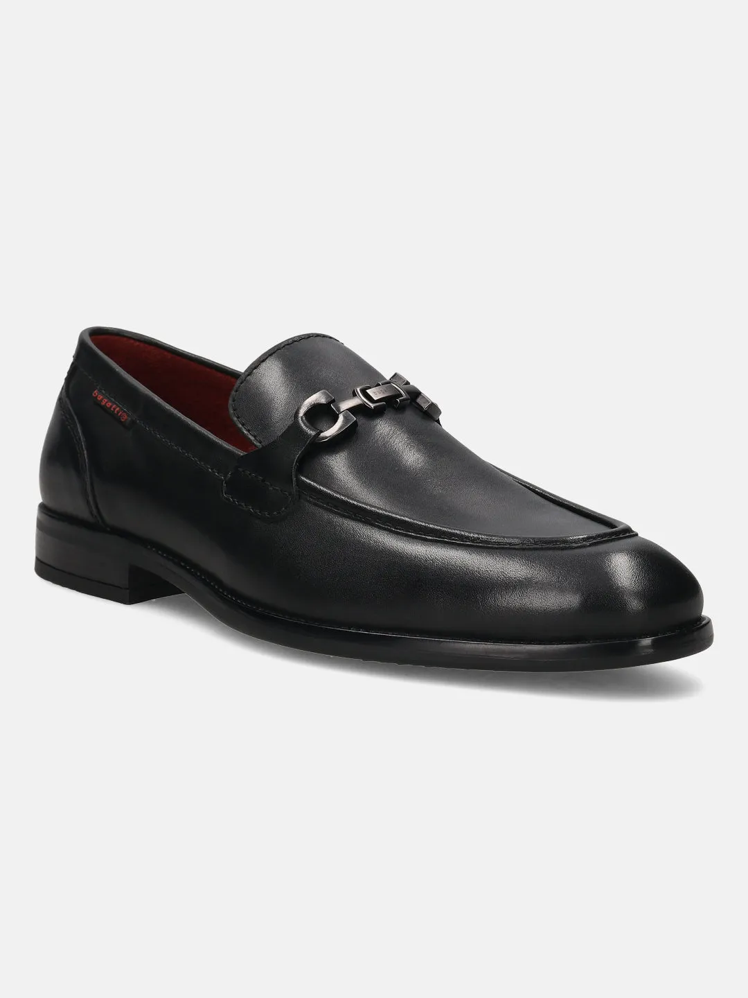 bugatti Black Bit Premium Leather Formal Slip-Ons