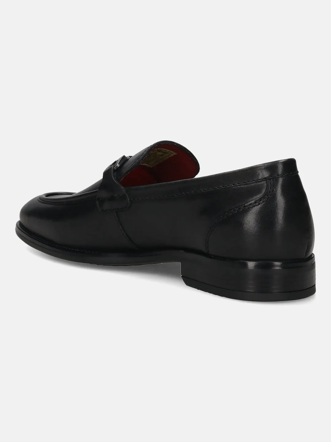bugatti Black Bit Premium Leather Formal Slip-Ons