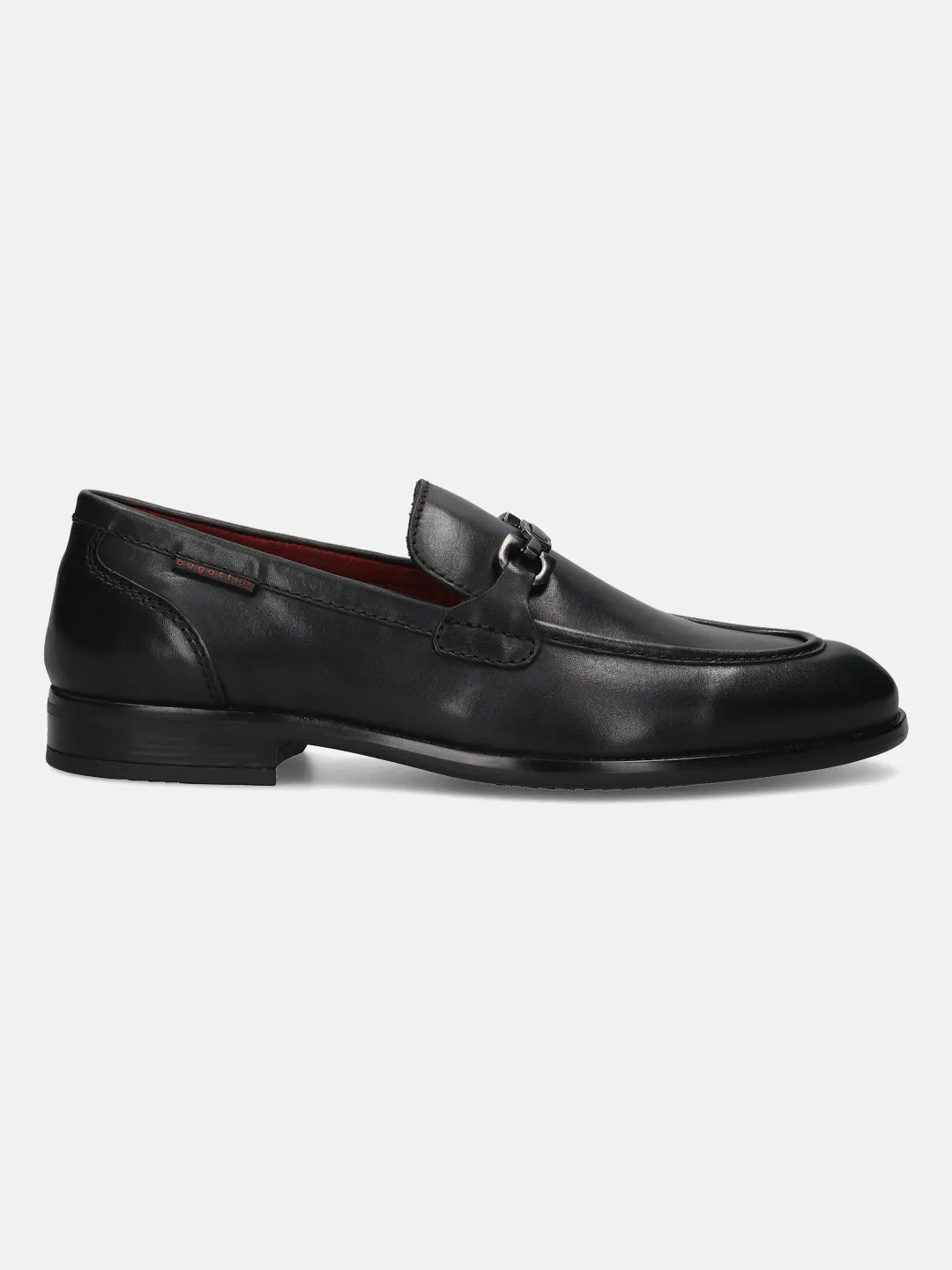 bugatti Black Bit Premium Leather Formal Slip-Ons