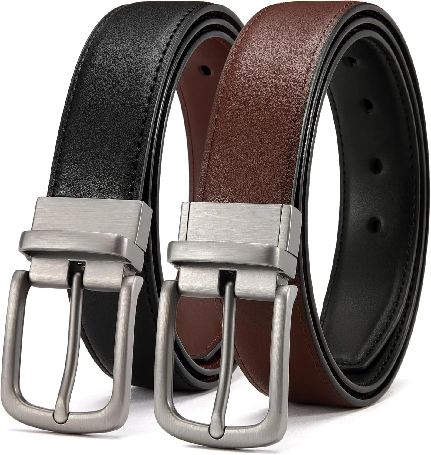 CHAOREN Mens Belts Leather 1 Pack - 1.25" Reversible Belts for Men for Dress Pants - One Belt, Two Colors