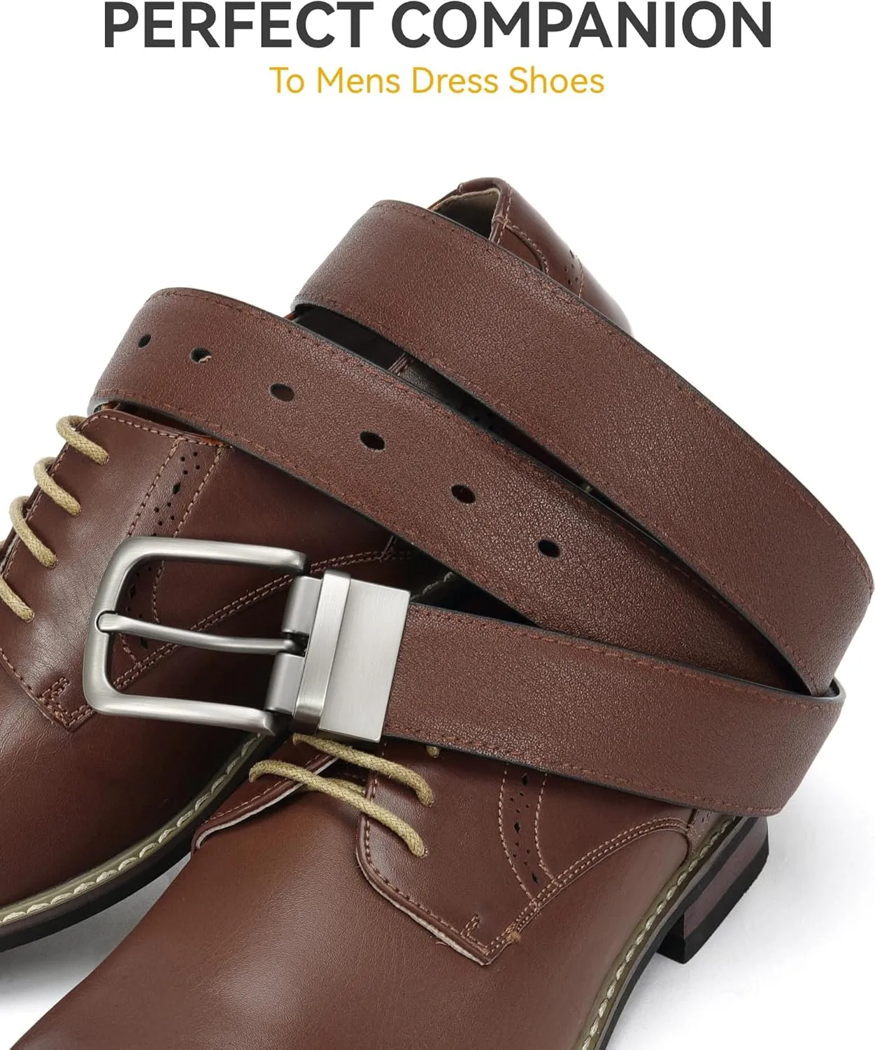 CHAOREN Mens Belts Leather 1 Pack - 1.25" Reversible Belts for Men for Dress Pants - One Belt, Two Colors
