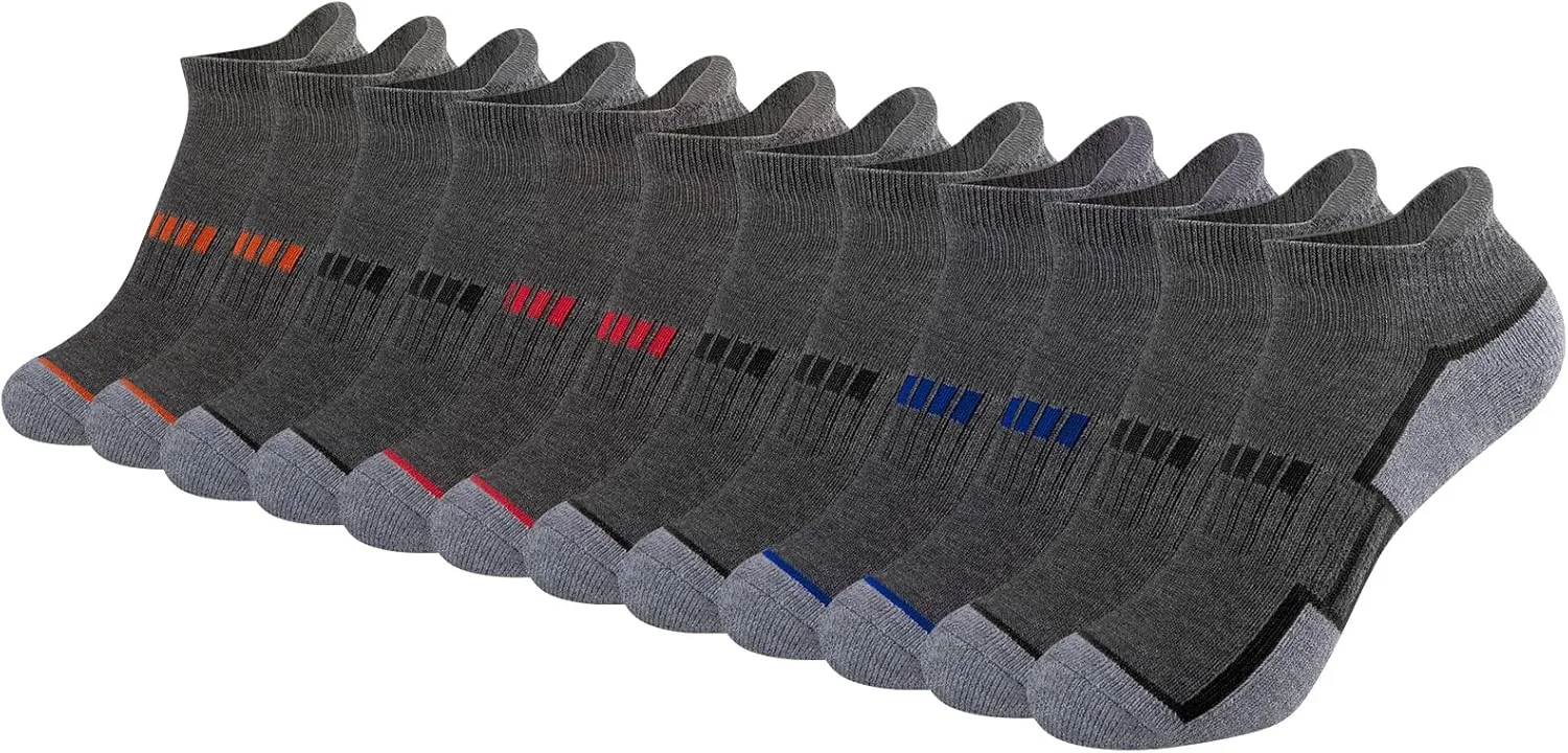 Comfoex 12 Pairs Boys Socks - Ankle Low Cut Athletic Half Cushioned Short Socks For Kids 4-6, 6-8, 8-10 Years Old