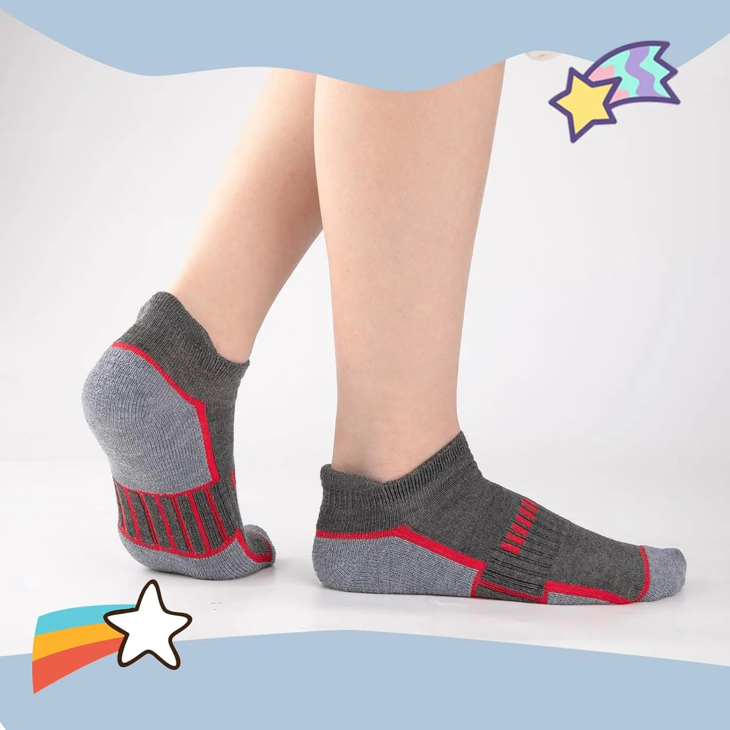 Comfoex 12 Pairs Boys Socks - Ankle Low Cut Athletic Half Cushioned Short Socks For Kids 4-6, 6-8, 8-10 Years Old