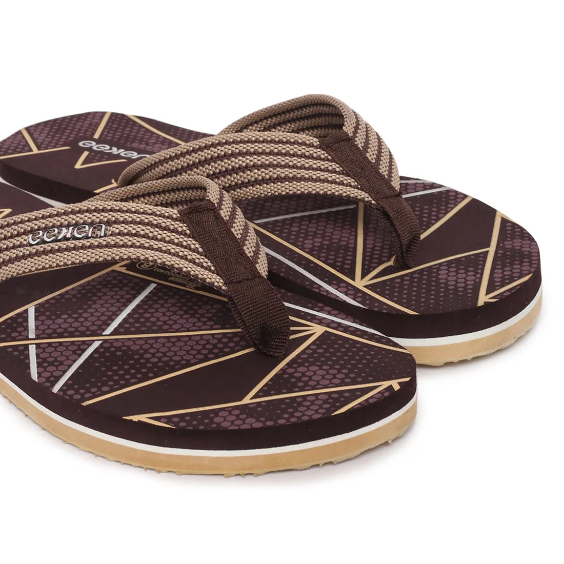 Eeken EFBGO2403S Brown Lightweight Washable Dailywear Durable Flip Flops For Men