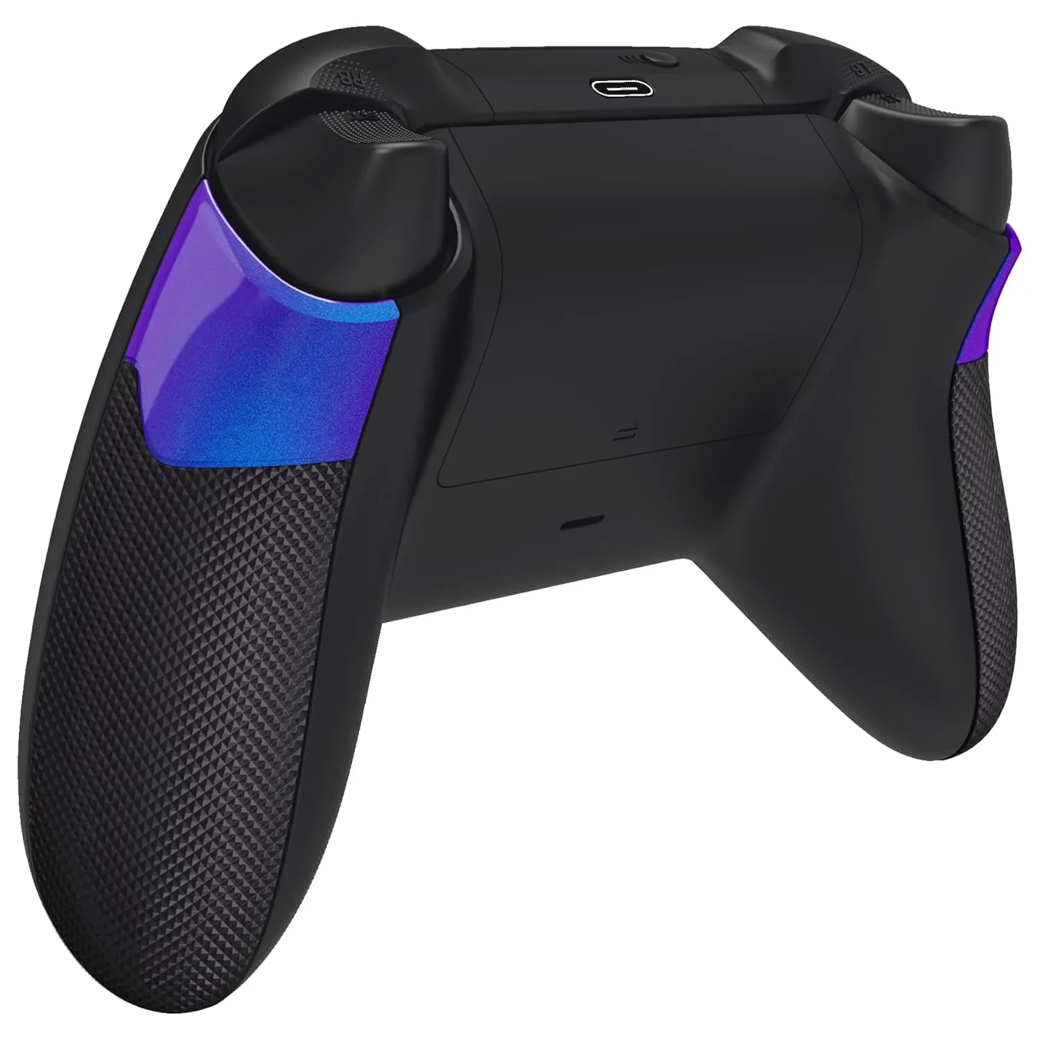 eXtremeRate Performance Rubberized Grips Replacement Back Panels for Xbox Series X|S Controller, Non-Slip Diamond Texture Side Rails Handles for Xbox Core Controller - Chameleon Purple Blue