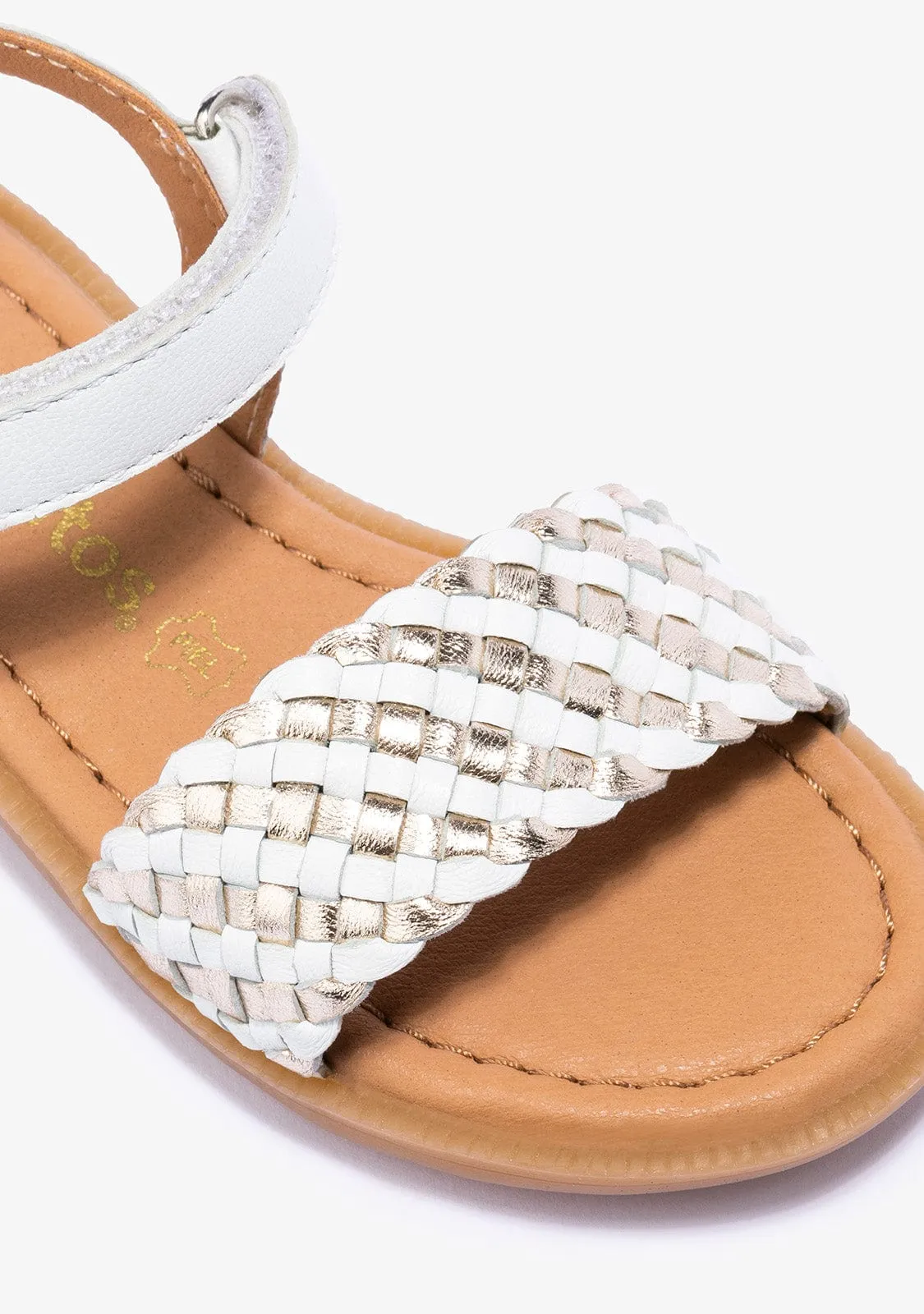 Girl's White Gold Sandals Napa