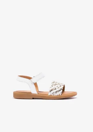 Girl's White Gold Sandals Napa