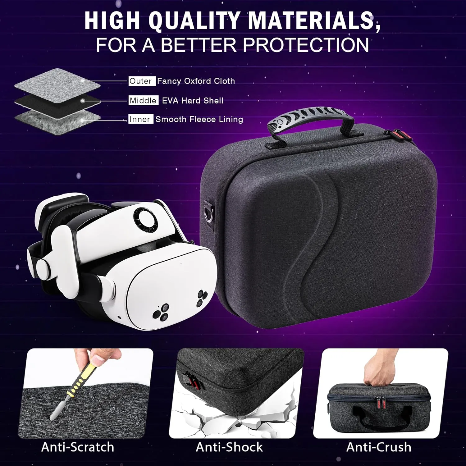 Large Carrying Case for Meta Quest 3/ Quest 3S with Battery Strap, for BOBOVR S3 PRO Elite Head Strap, VR Storage Bag for Oculus Quest 3 Headset, Quest 3S Controllers, Adapter and Other Accessories