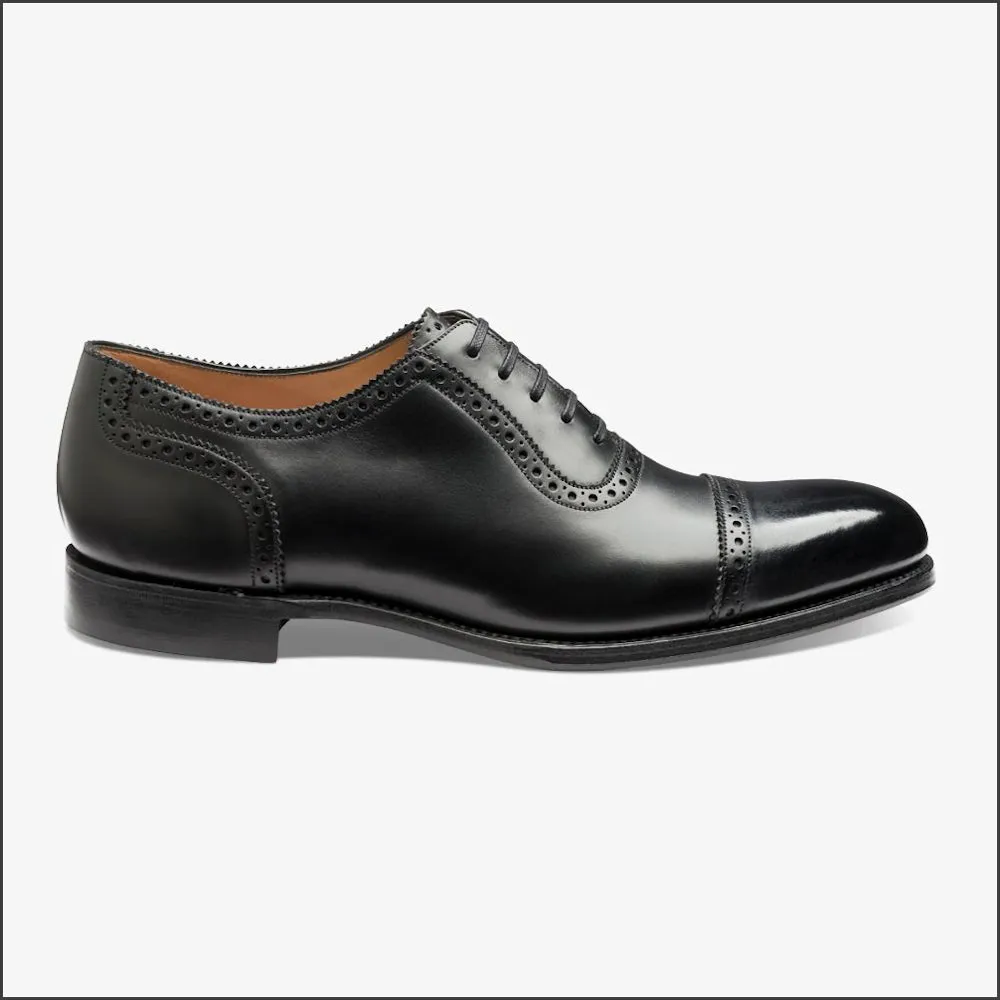 Loake Trinity Onyx Black Calf Semi Brogue Leather Sole @