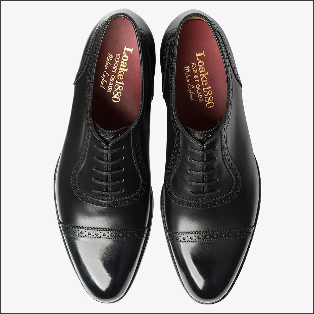 Loake Trinity Onyx Black Calf Semi Brogue Leather Sole @