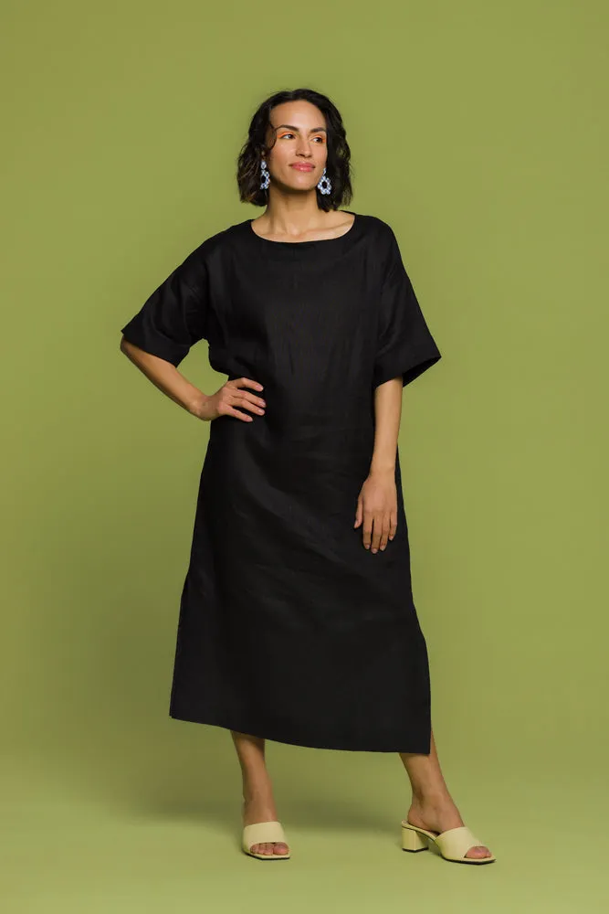 Tess Linen Dress Black