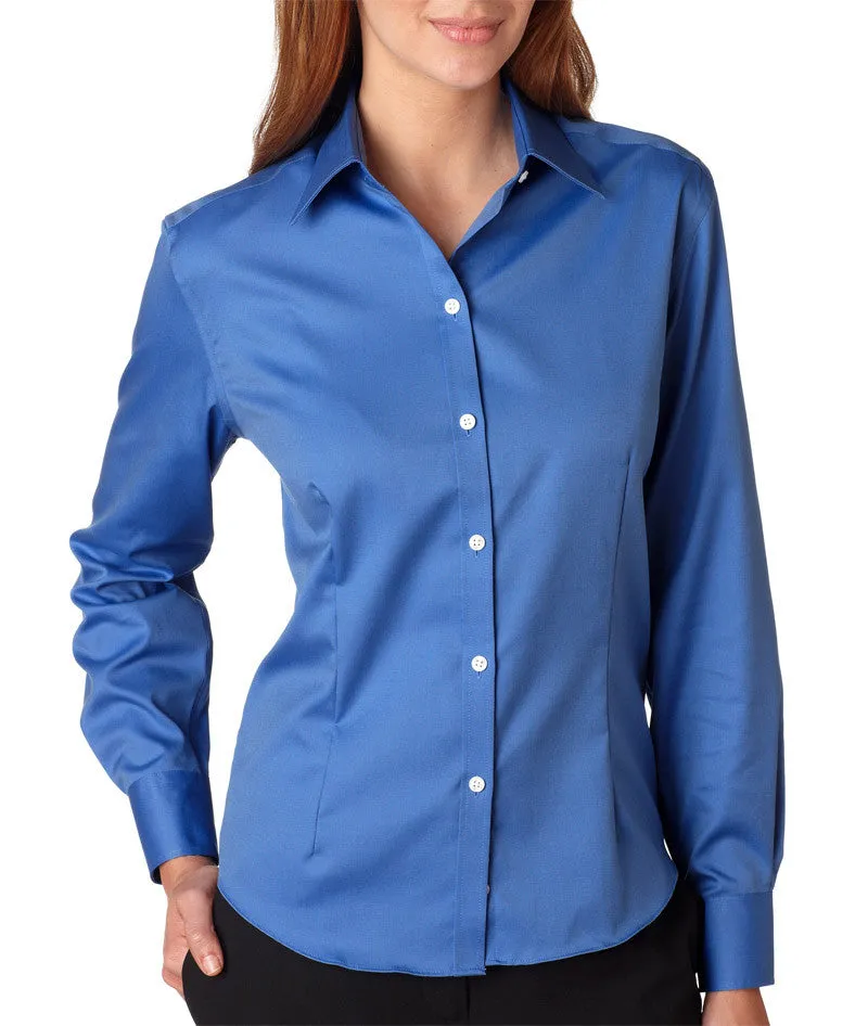 van heusen ladies' long-sleeve non-iron pinpoint oxford - french blue (2xl)