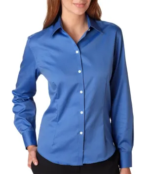 van heusen ladies' long-sleeve non-iron pinpoint oxford - french blue (m)