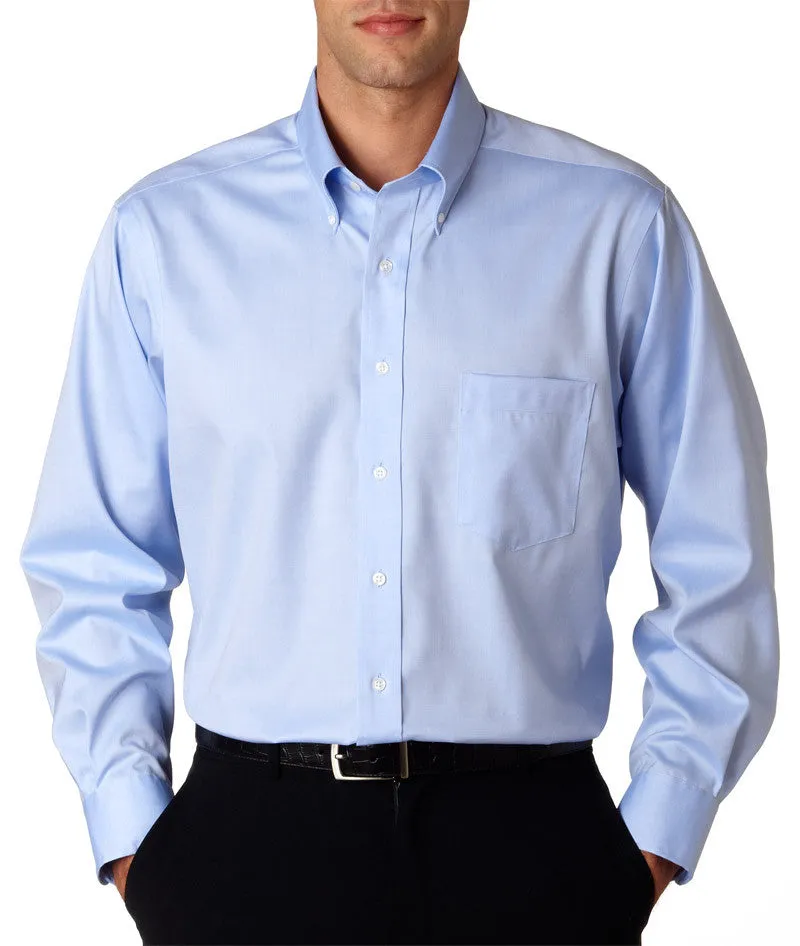 van heusen men's long-sleeve non-iron pinpoint oxford - blue mist (m)