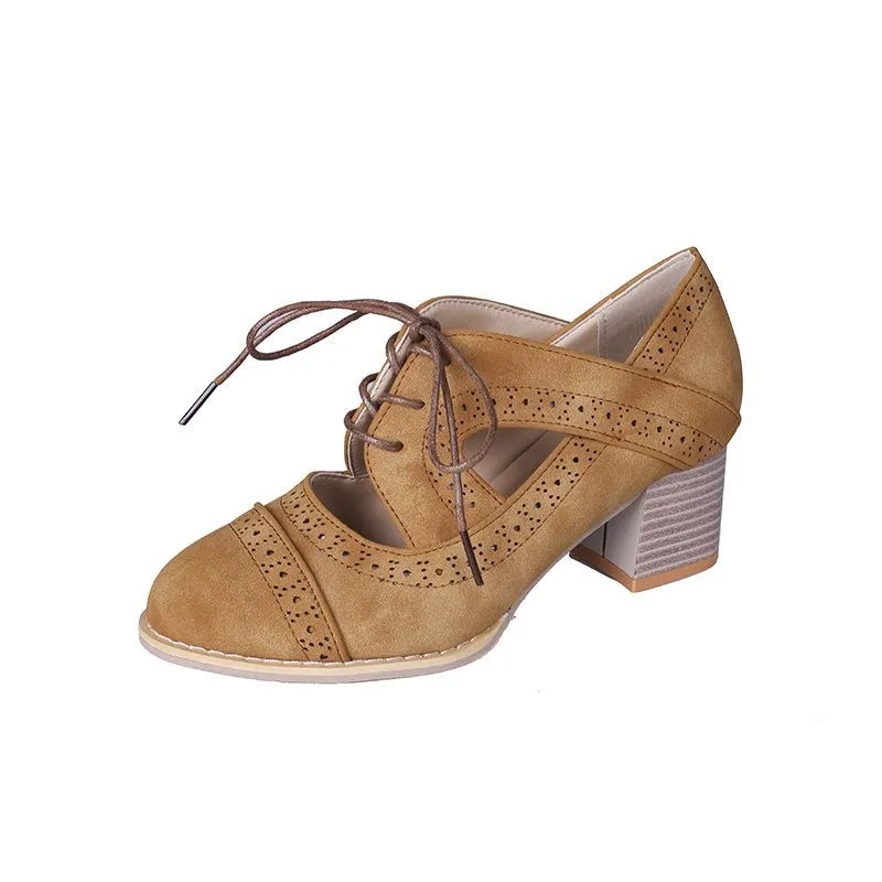 Vintage Shallow Breathable Low Heel Sandals