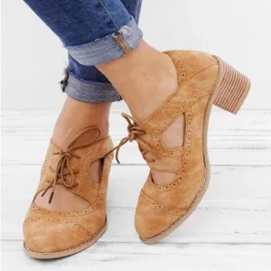Vintage Shallow Breathable Low Heel Sandals