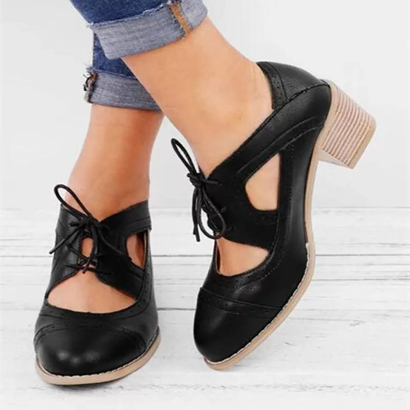 Vintage Shallow Breathable Low Heel Sandals